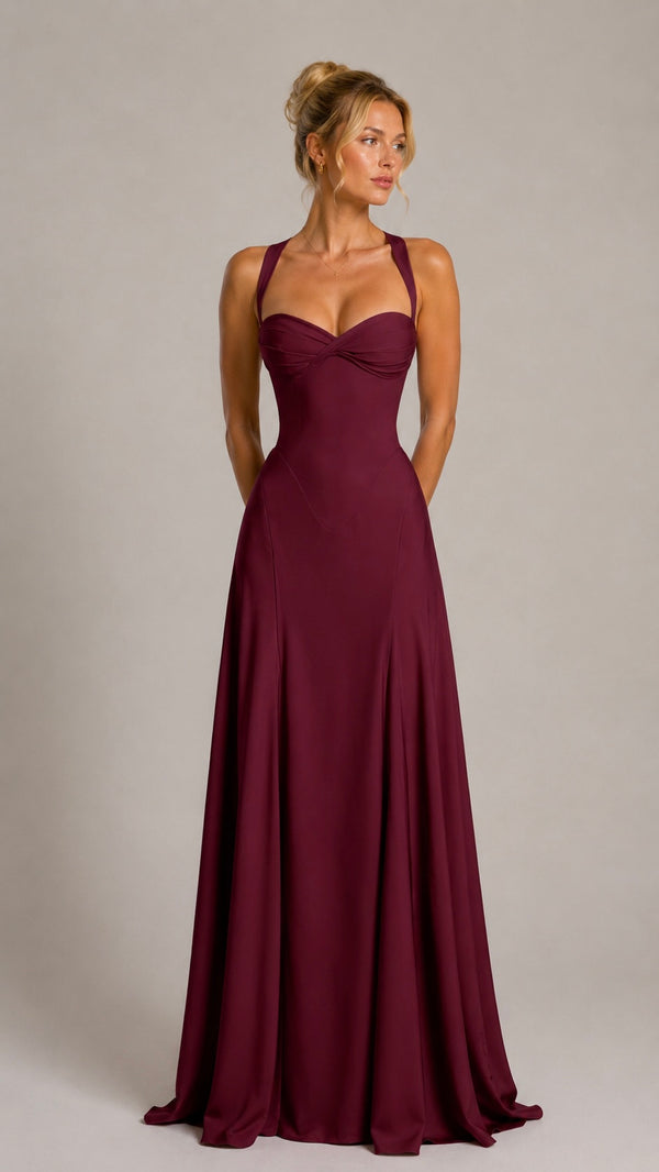 Babyboo Rihanna Maxi Dress  -  Bordowy