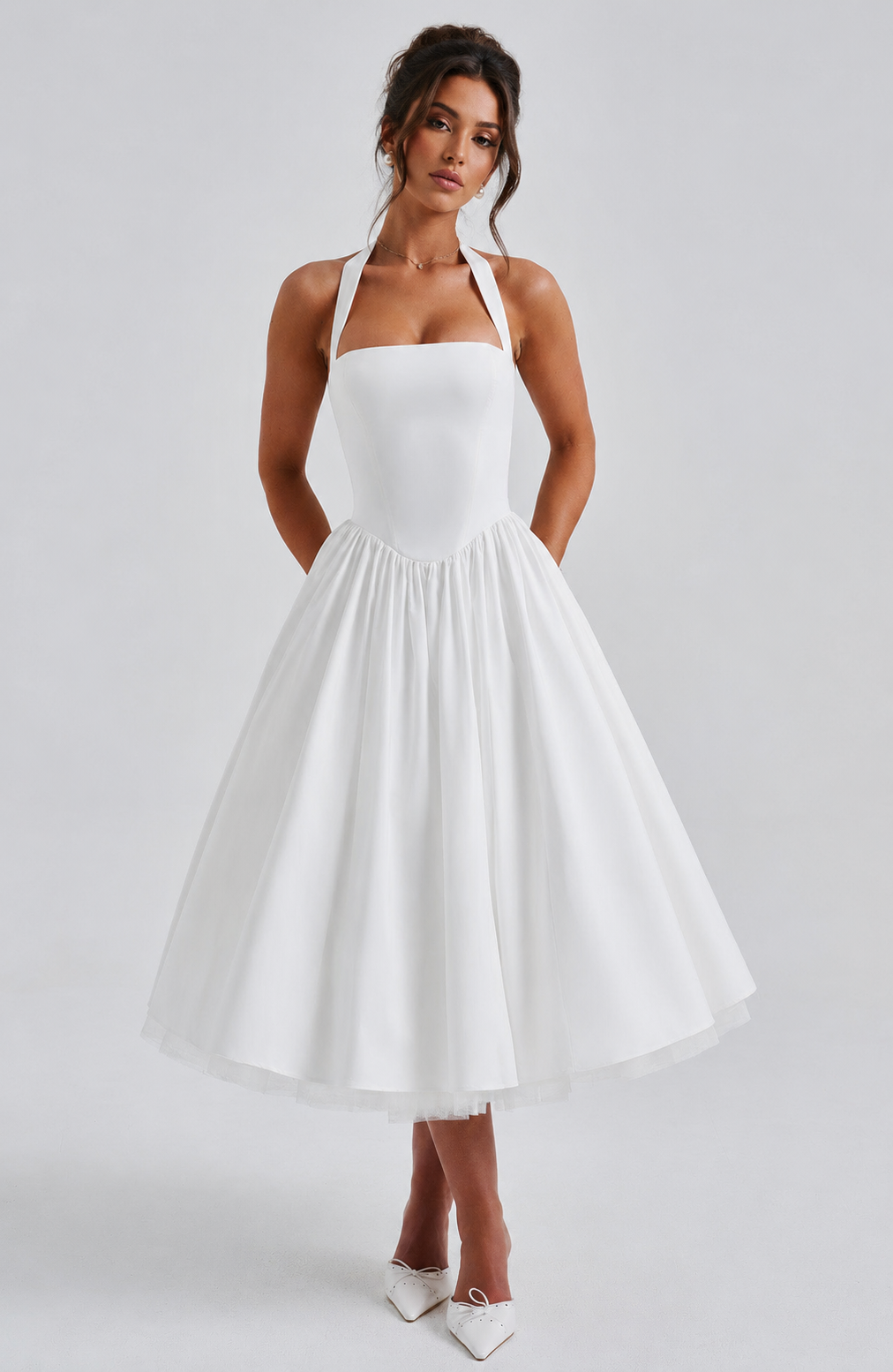 Babyboo Cressida Midi Dress  - Biały
