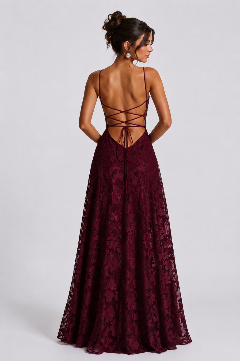 Babyboo Oliwia Maxi Dress  - Bordowy