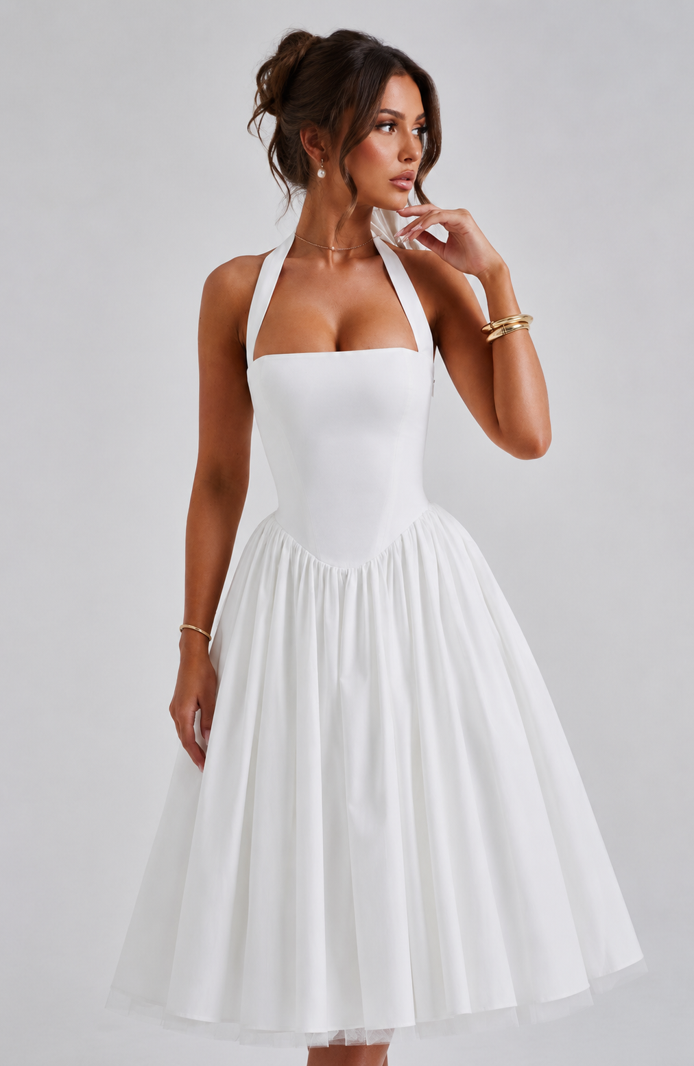 Babyboo Cressida Midi Dress  - Biały