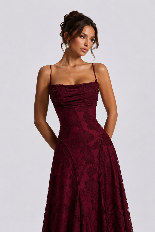 Babyboo Oliwia Maxi Dress  - Bordowy