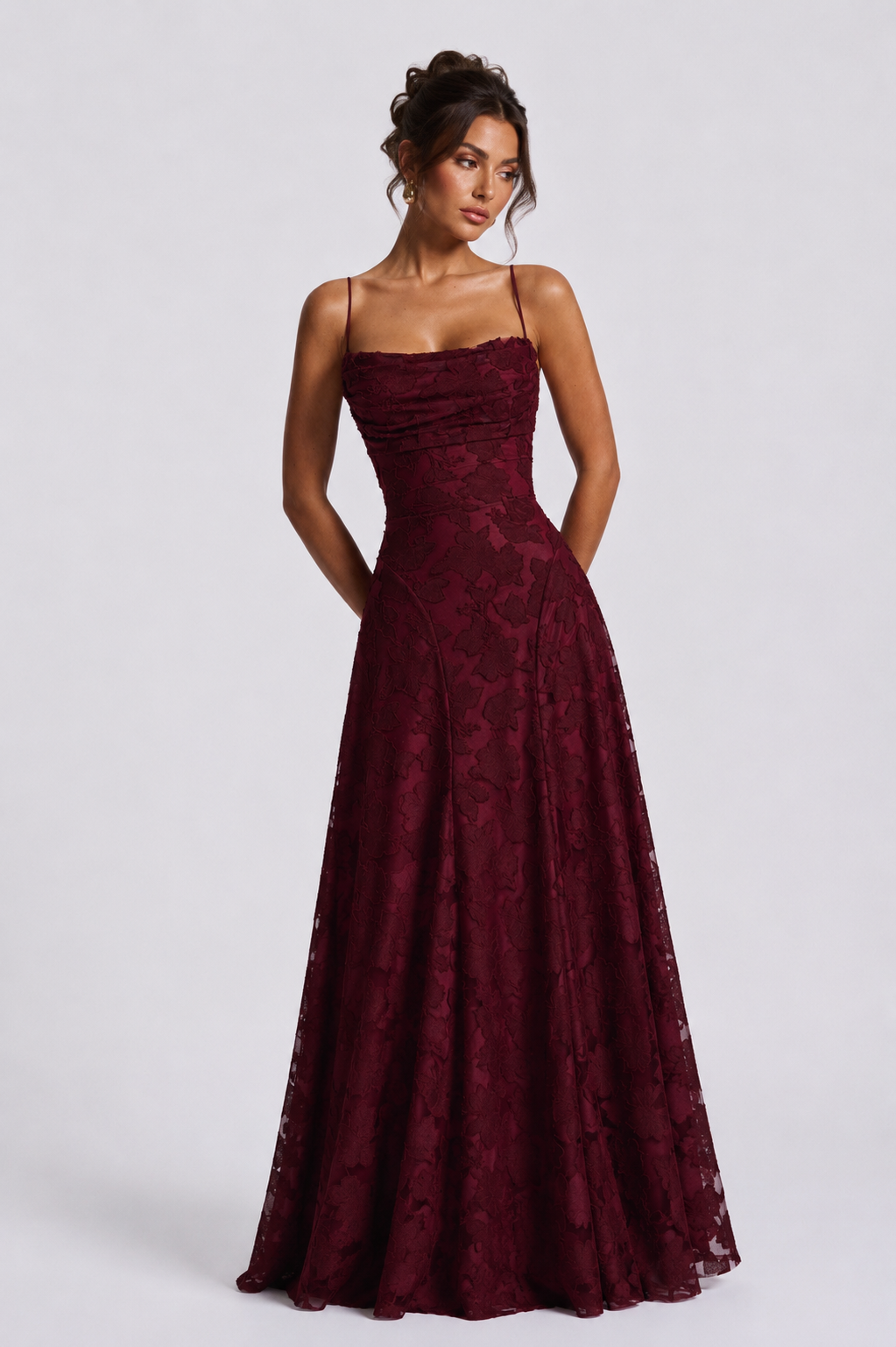 Babyboo Oliwia Maxi Dress  - Bordowy