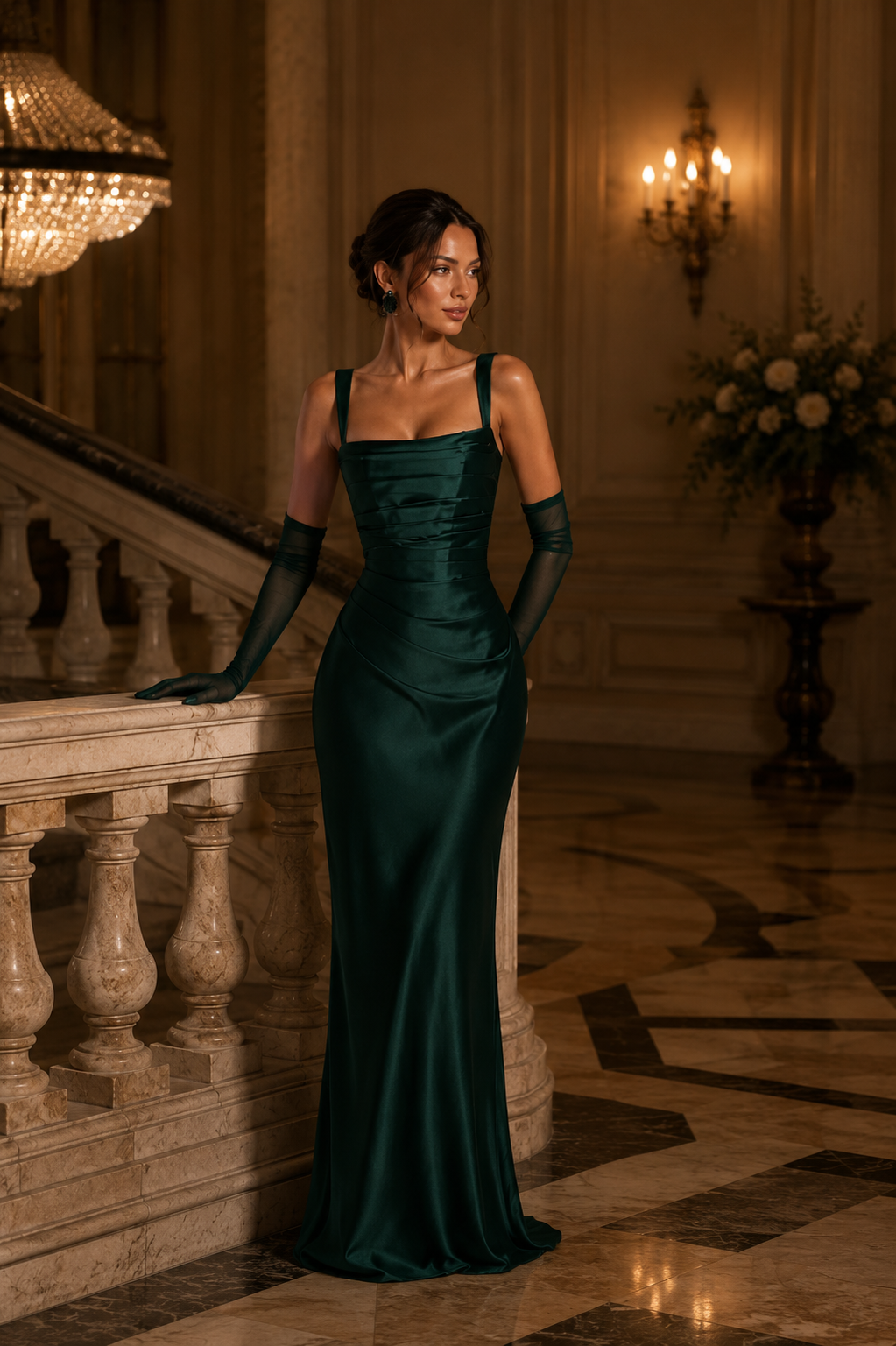 Weronika Dress Maxi  - Butelkowy zielony