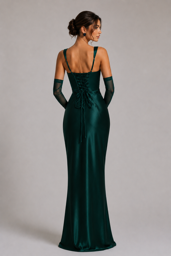 Weronika Dress Maxi  - Butelkowy zielony